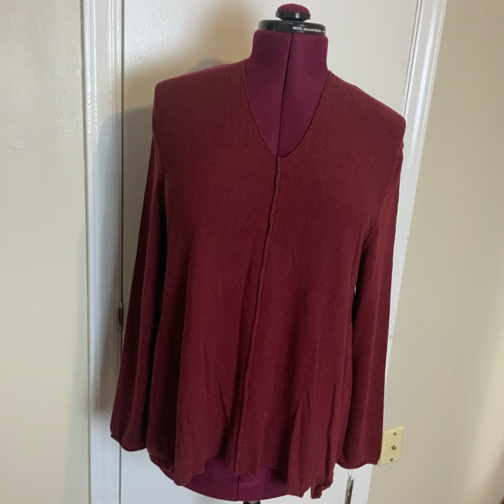 EUC Charlie Paige Knit Burgundy Long Tunic Sweater Pullover L/XL Women’s